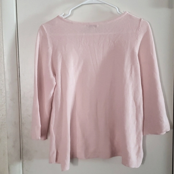 J.Jill Slub Knit Linen Blend Boatneck Sweater 3/4 Sleeves in Pale Pink Size SP - Picture 2 of 8